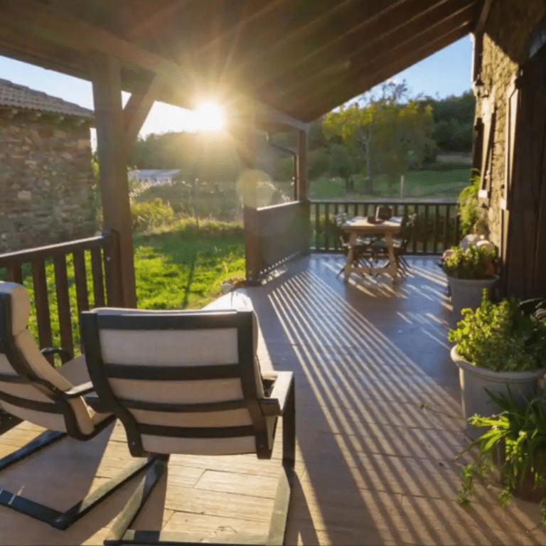 Afternoon light on the covered terrace